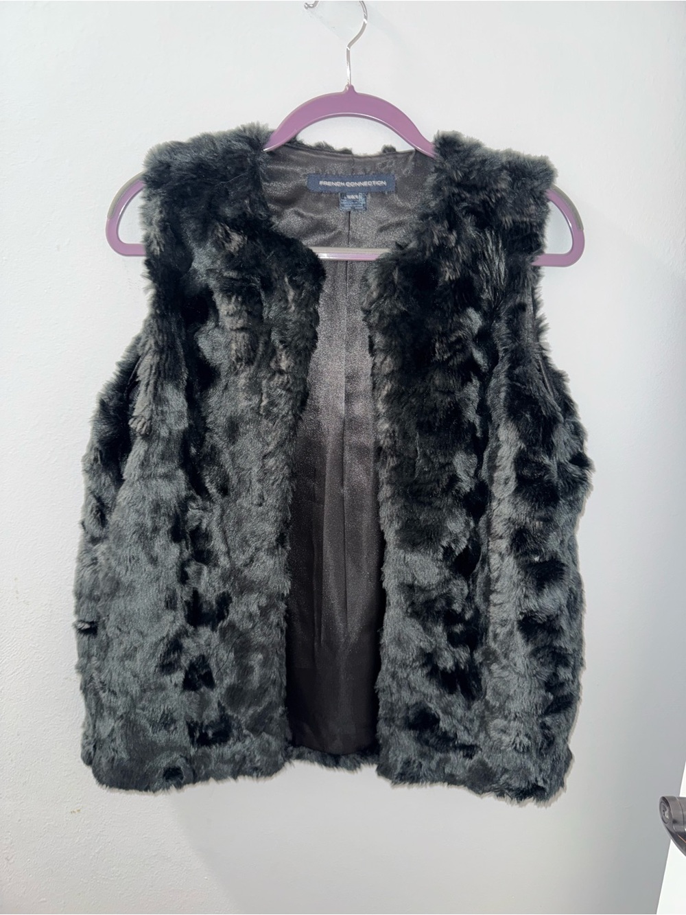 French Connection Black Faux Fur Vest